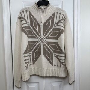 Vintage Casual Corner Wool Blend Snowflake Sweater Women's XL Nordic Zip 90s